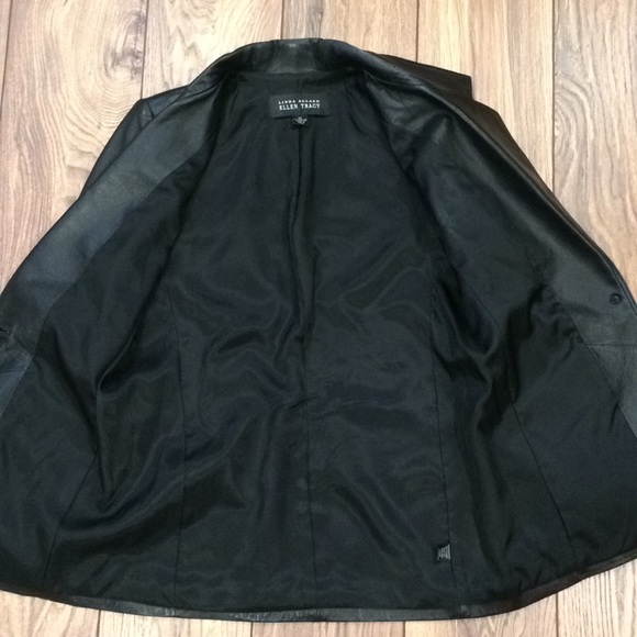 NWT Black Linda Allard Ellen Tracy Leather Blazer - Picture 2 of 7